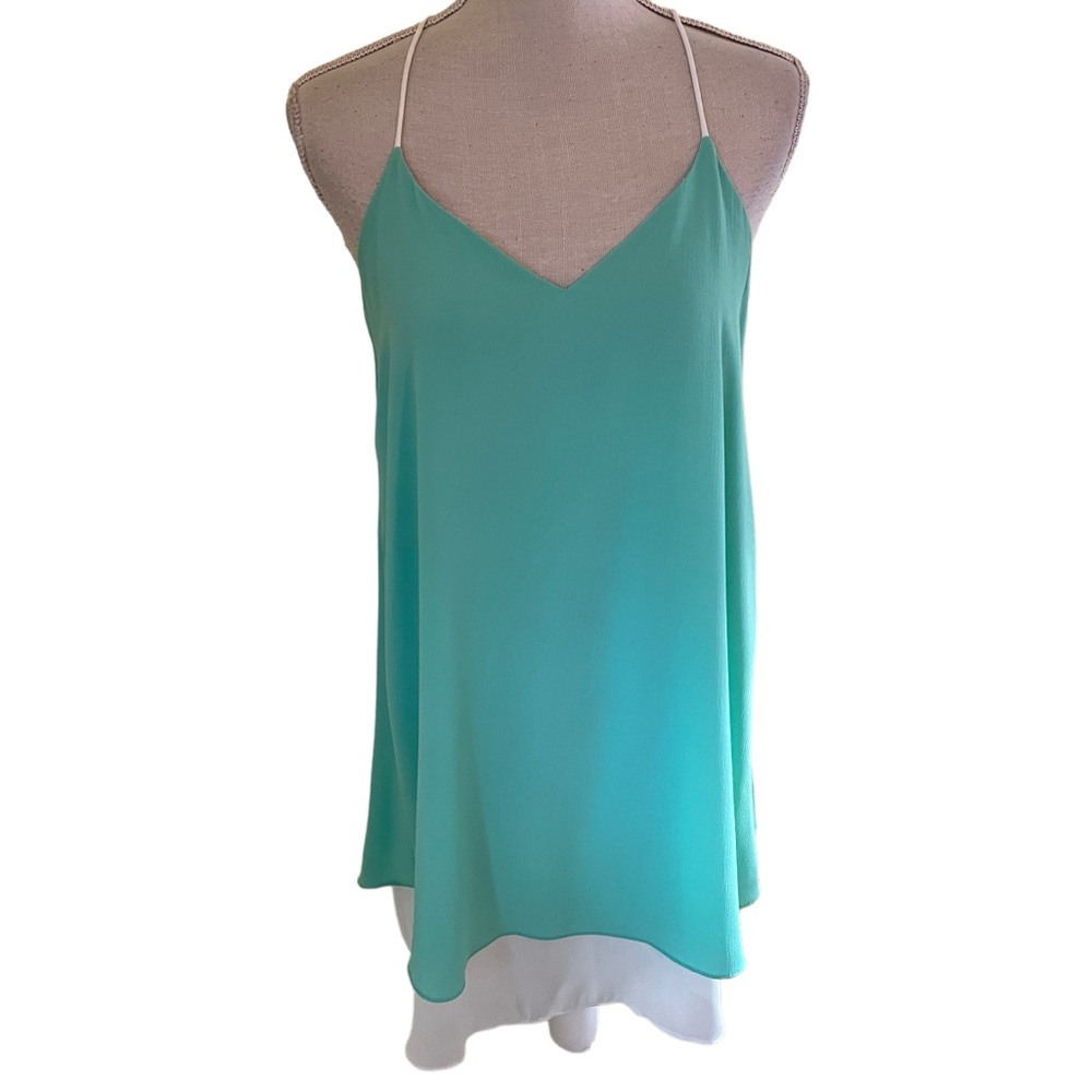 Nymphe Seafoam/White Spaghetti Strap T-Back Mini Swing Dress